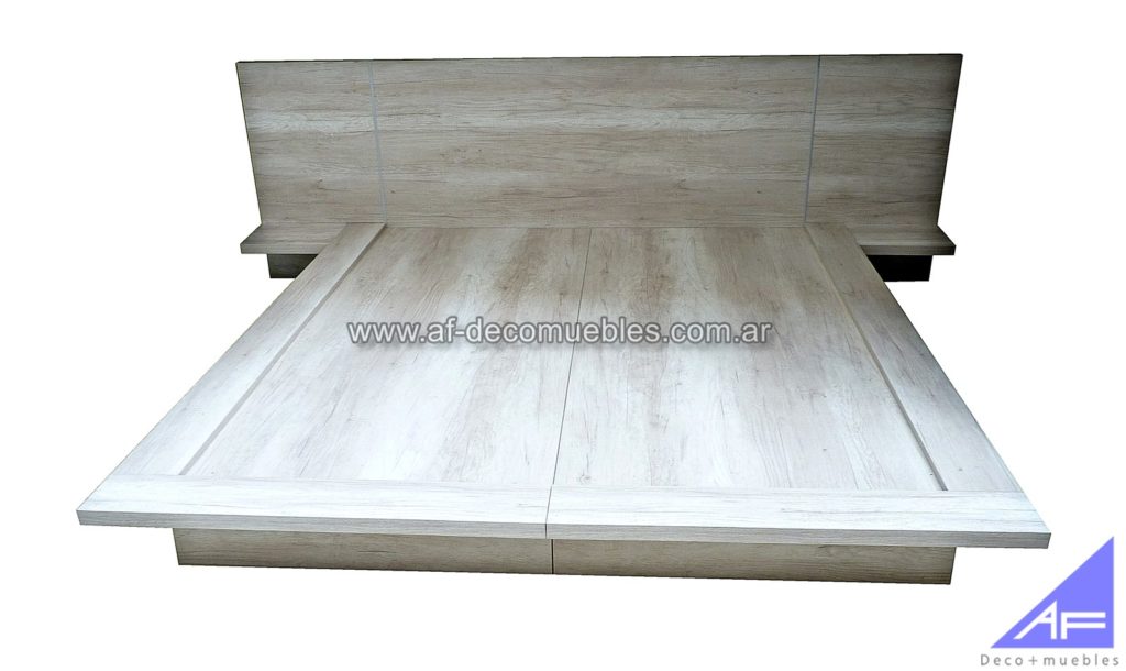 Cama Oriental con Respaldo y mesas flotantes. Color Helsinki